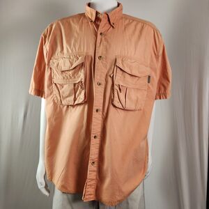 Woolrich Discovery Quest Men's XL Vented Fishing Shirt Dark Salmon